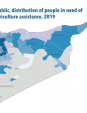 Map 61 The Syrian Arab Republic, distribution of people in need of food security and agriculture assistance, 2019