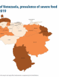 Map 64 Bolivarian Republic of Venezuela, prevalence of severe food insecurity by state, 2019
